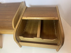 Lot Of 3 Vintage Teak Wood Tambour Roll Top Storage Box Vintage Mid-century