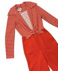 1970s Red Striped Jumpsuit Melissa Lane Women   s 12 Vintage 36 Inch Bust