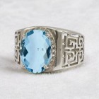 Aquamarine Oval Cut Gemstone With 925 Sterling Silver Ring For Men s  696