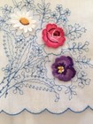 Wonderful Vtg Something Blue Wedding Sheer Floral Appliqu   Hanky Handkerchief