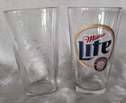 Lot Of 2 Miller Lite Beer Glasses One Is From Packers Lambeau Field