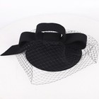 Black Wool Felt Fascinator Hat  For Women Ladies Church Party Hats With Veil Bow
