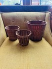 Vintage Woven Wicker Basket Lot Set Of 3