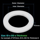 White Ptfe Flat Washers High Temp Plastic Round Ring Sealing Gaskets Id 3-66mm