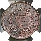 1837 Ht-73 Ngc Ms 64 Bn Half Cent Of Copper Hard Times Token