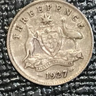 Fine 1927 Australia Silver Three 3 Pence Coin-feb080