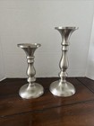 Pewter Candlestick Candle Holders -8 5      11   -made In India-taper pillar Vtg