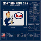 Esso Tintin Heavy Metal Advertising Sign     60    40 Cm  23 6       15 7    