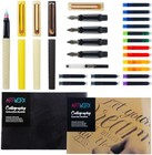 Calligraphy Pen Set For Beginners - Complete Kit 4 Pens 5 Nibs Guide Book New