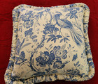 Custom Made Pillow Duck Feather Decorative Throw Blue   White Bird Floral 18x18 