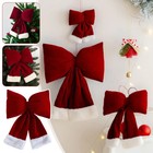 Christmas Red Velvet Bowknot Pendant Xmas Tree Decoration Home Party Ornaments