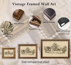 Vintage Gold Framed Sketch Cottage Canvas Wall Art retro Rustic Farmhouse Neu   