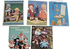 Vintage Collection Of 5 Crochet  Dolls Animals Infant Magazines