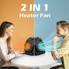 1500w Fan Heater Combo 45   Tilt  2 Wind Speeds overheat Protection   Black
