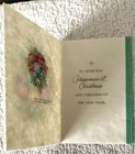 Unused Christmas Ball Bouquet Bow Sugar Sparkle Vtg Greeting Card 1950s 1960s