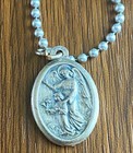 Silver Tone Saint Michael Pray For Us Medal Pendant  On Ball Chain Necklace 
