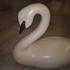Vtg Large White Swan Sculpture Wood Swan Farm House Rustic Decor Rare 16  13x7