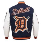 Men s Det  Tigers Mashup Blue Wool White Sleeves Jacket Baseball Varsity Jacket
