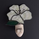 Vintage Stained Glass Yellow Flower Night Light Wall Plug In Lamp Floral