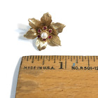 Vintage 60s Boucher Earrings Rare Narcissus Goldtone Cultured Pearl Clip Back
