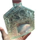 Vintage Clear Glass Log Cabin Shaped Syrup Bottle Coin Bank 7x5 5x3 