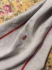 Beautiful Antique 1900 s French Linen Napkin With Red Strips   Monogram