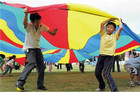 Kids Play Parachute Rainbow Parachute Toy Tent Game For Children Gymnastics Coop