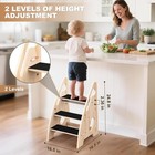 Toddler Step Stool  Wooden Height-adjustable 3-step Stool For Kids Non-slip Pads
