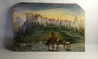 Vintage Original Unusual Native American Folk Art Carved Wood Western Painting