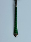 Watson 925 Sterling Silver Vintage Green   White Guilloche Enamel Spoon