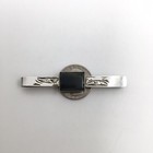 925 Sterling Silver Vintage Sliding Bar Tie Clip Unknown Iridescent Stone  48