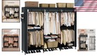 Portable Closet Wardrobe Organizer With Cover Clothing Storage Shelves