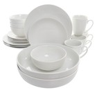 18 Piece Porcelain Dinnerware Set Dinner Plates 2 Large Serving Bowls Mugs White