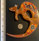 Vtg Hand Carved Wooden Kangaroo Aboriginal Dot Art Signed Australia Boomerang