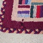 Antique Handcrafted Hooked Rag Rug Multicolor Patchwork Geometric Pattern