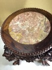 Antique Chinese Carved Rosewood Plant Stand Side Table Marble Top With Note