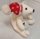 Coca Cola 1997 Polar Bear In Red Hat Plush Bean Bag 6  - Holding A Coke Bottle