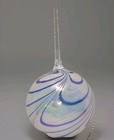 Vtg Art Glass Ball Ornament Orb White Blue Swirl Suncatcher Christmas 