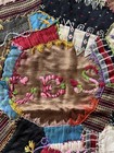 Antique Crazy Quilt  Patchwork Square  Silk  Embroidery  C-1880 Small 12    X 11   