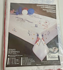 Tobin Stamped Stars   Stripes Americana Tablecloth Embroidery 50x70 Oblong Nos