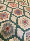 Vintage Handmade Quilt Topper Grandmother s Garden Gorgeous Queen 92 x84 