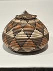 Vintage Handwoven Round Traditional African Zulu Basket W  Lid