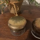 Antique Glass Vanity Powder Trinket Cream Jar Set Of 2 In Good Vintage Shape 