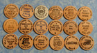 Lot Of 18 Different Vintage Michigan Wooden Nickels Token Coin Collection Mi