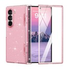 Sparkly Clear Acrylic Case For Samsung Z Fold 6  Glitter Pink  Hinge   Screen Pr