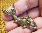 Shadowbox Miniature-brass Chinese Dragon Coy Figurine