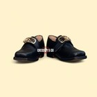 18th Century Colonial Men   s Black Leather Buckle Shoes  Made To Size