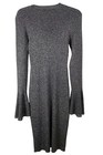 Nwt Frame Godet Lurex Metallic Ribbed Knit Bell Sleeve Midi Dress Size M  498