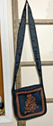 Vtg Flying High Boho Hippie Bag 9x9 Orange Black Crossbody Gold Nepal Embroidery