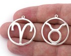 Horoscope Charms Astrological Zodiac Signs Symbols Shiny Silver Plated 5020-5031